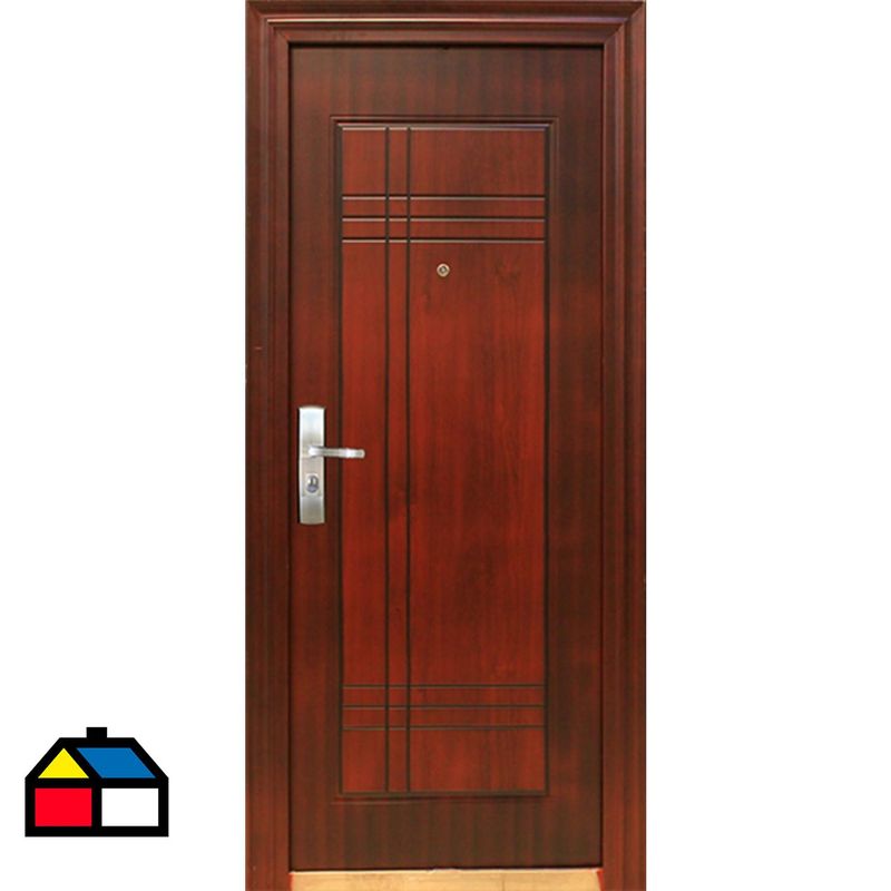 HOLZTEK - Puerta Exterior Acero 86x205 cm Seguridad Izquierda Café