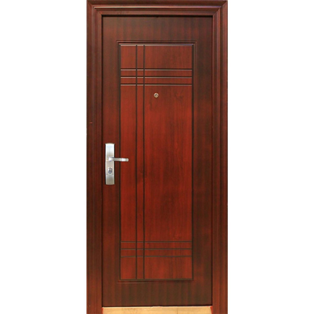 HOLZTEK - Puerta Exterior Acero 86x205 cm Seguridad Izquierda Café