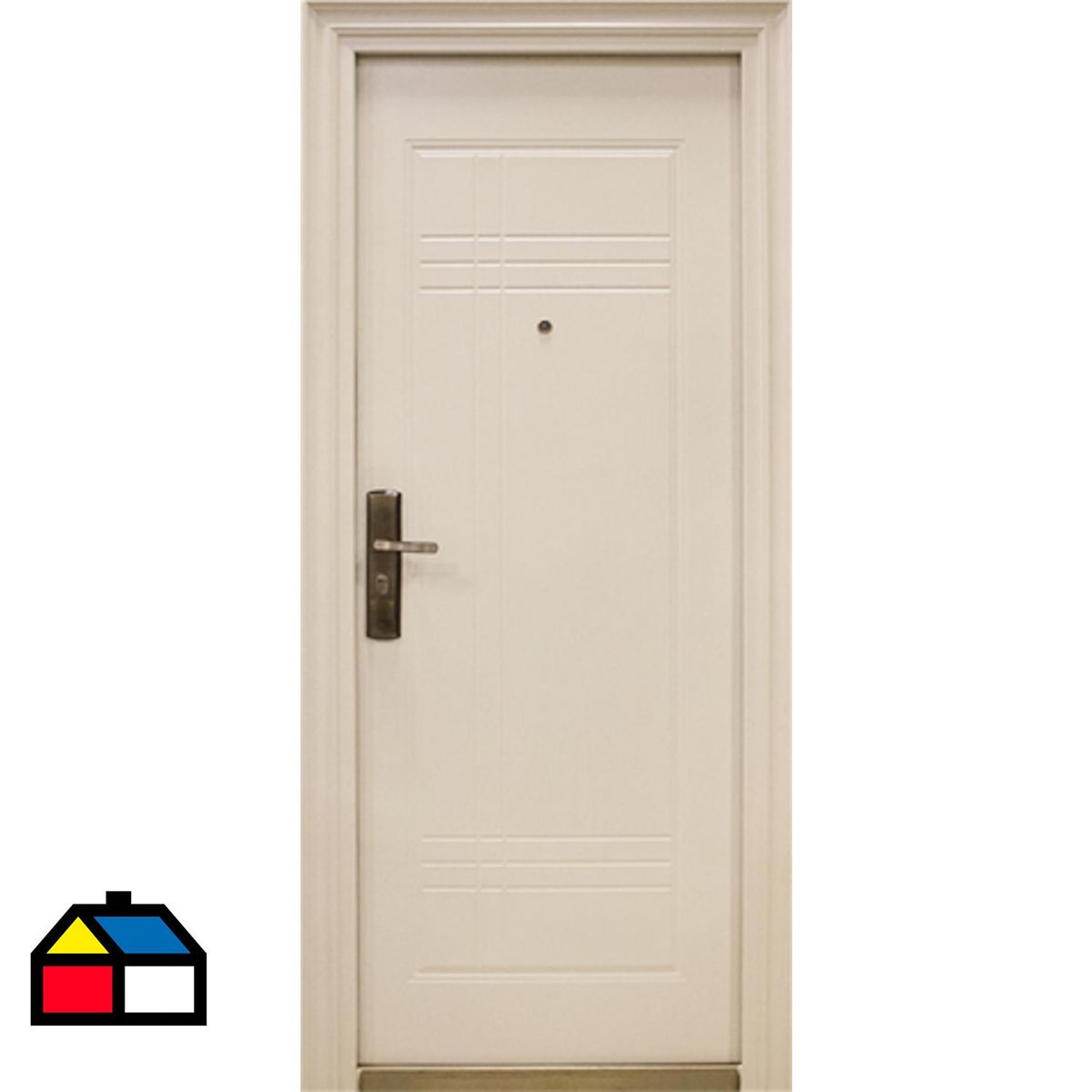 HOLZTEK - Puerta Exterior Acero 86x205 cm 1 Panel Seguridad Der Blanco