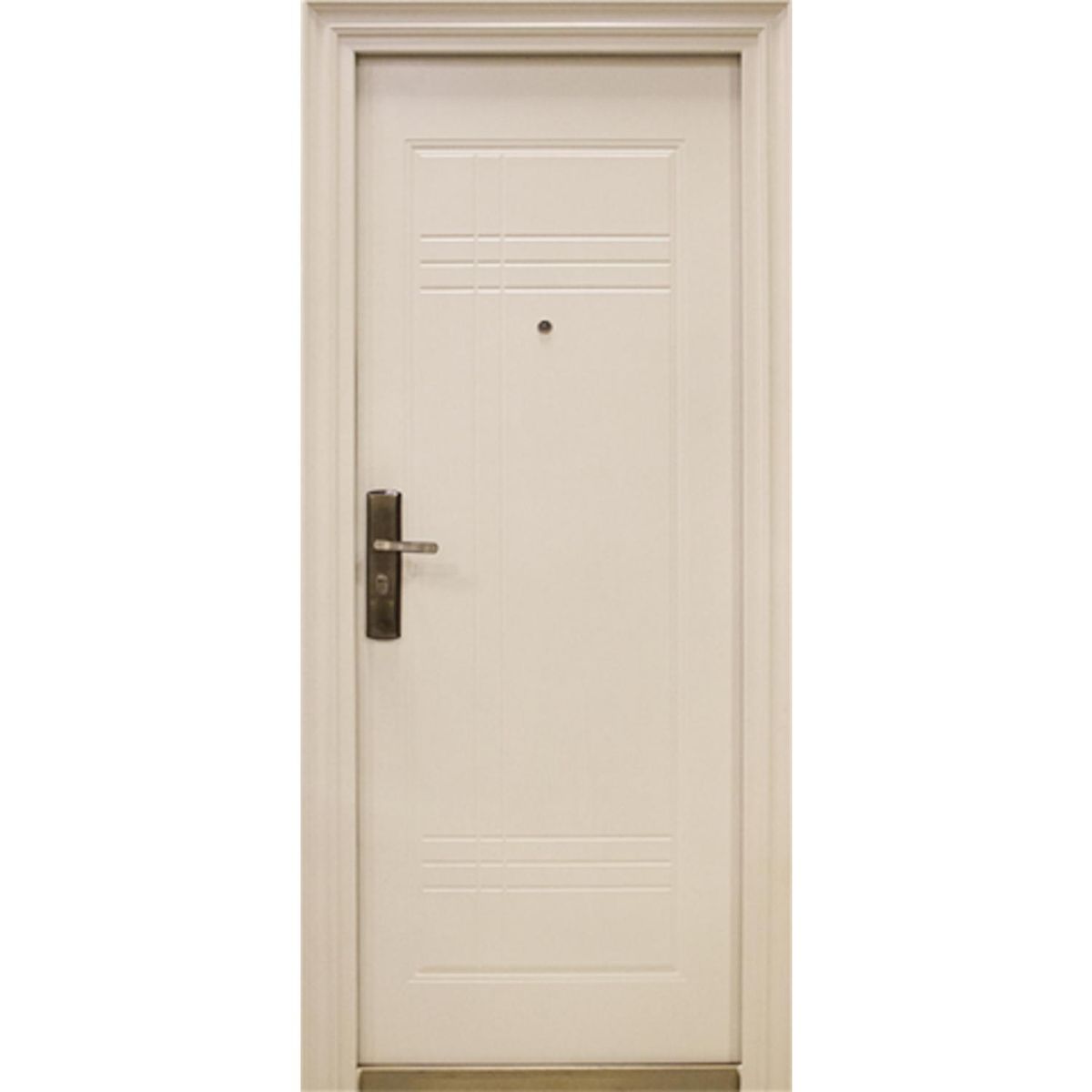 HOLZTEK - Puerta Exterior Acero 86x205 cm 1 Panel Seguridad Der Blanco