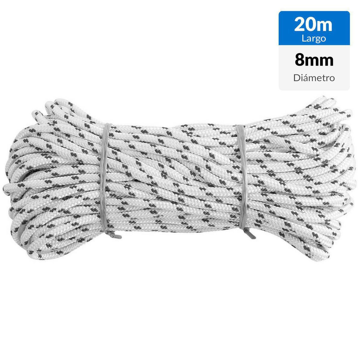 FIXSER - Nylon Trenzado PVC 8mm x 20 m Blanco