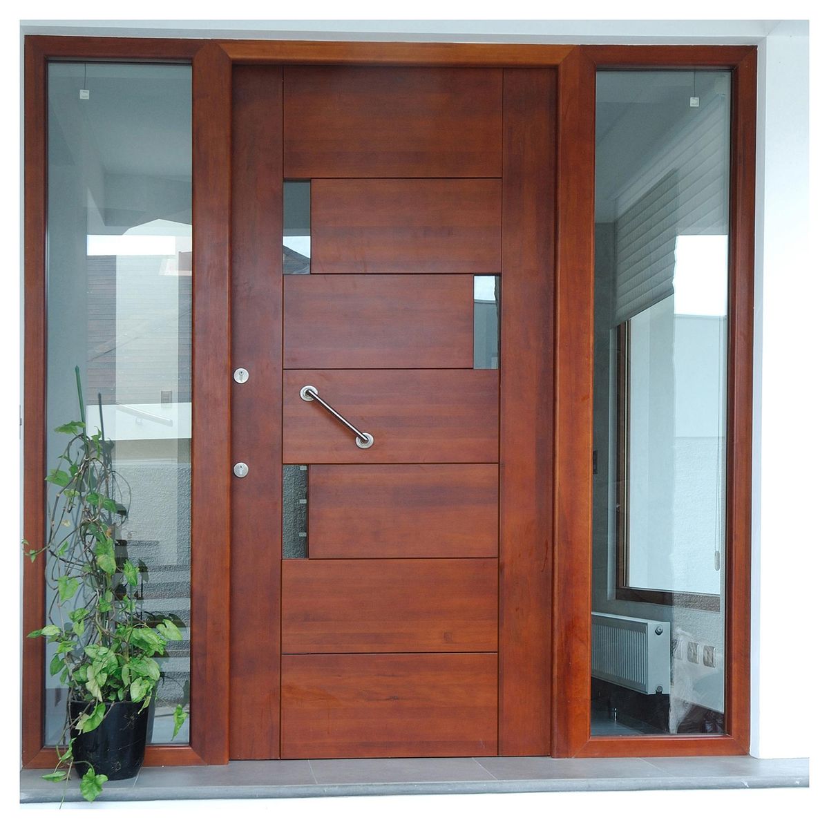 IGNISTERRA - Puerta Exterior Madera de lenga Moderna Mantova Natural