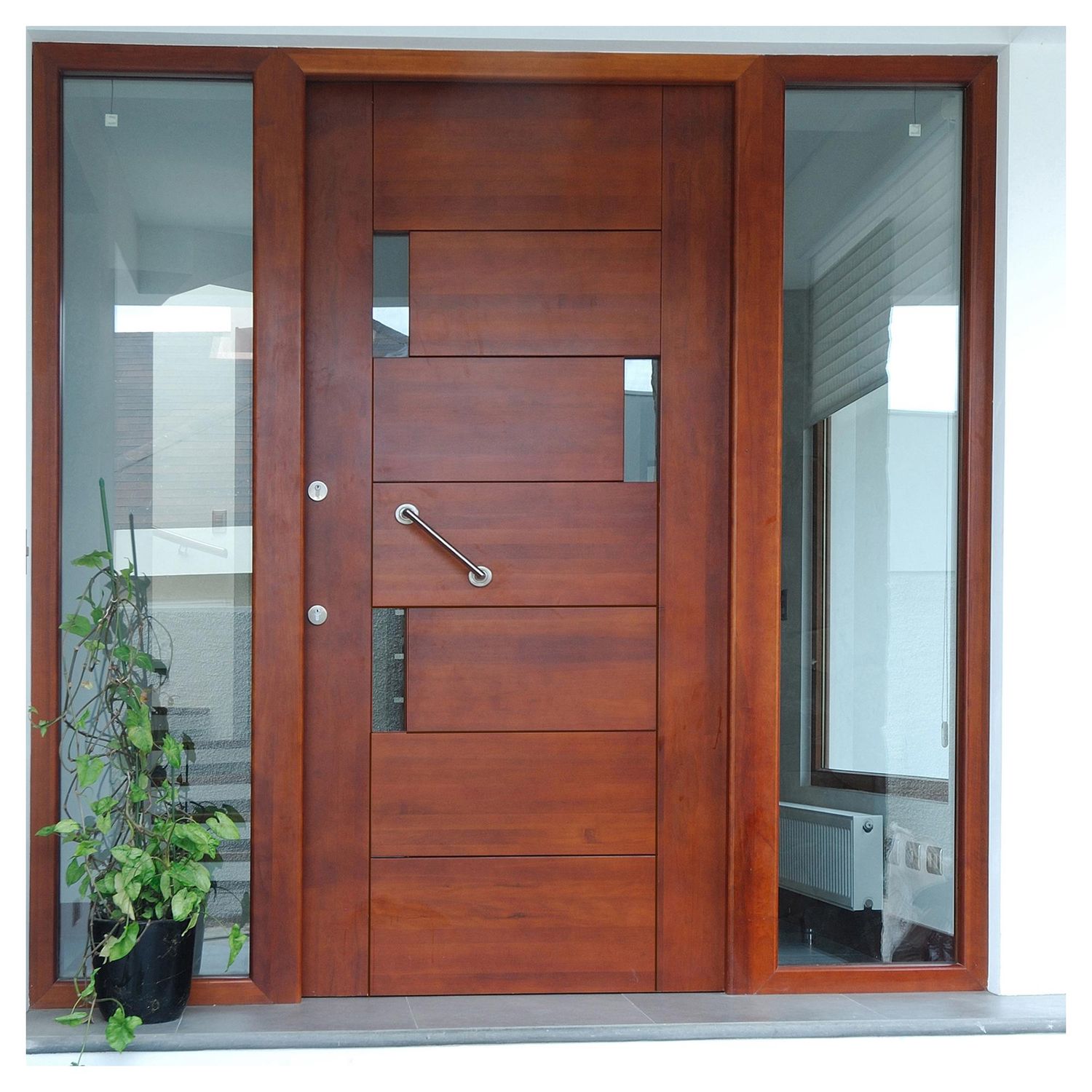 Puerta Exterior Madera de lenga Moderna Mantova Natural | Sodimac