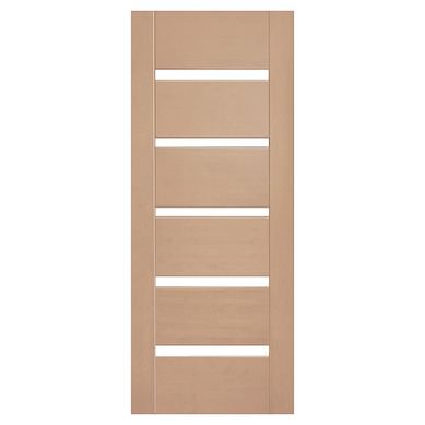 Puerta 6 Paneles con Vidrio Madera de lenga Moderna Piamont Natural