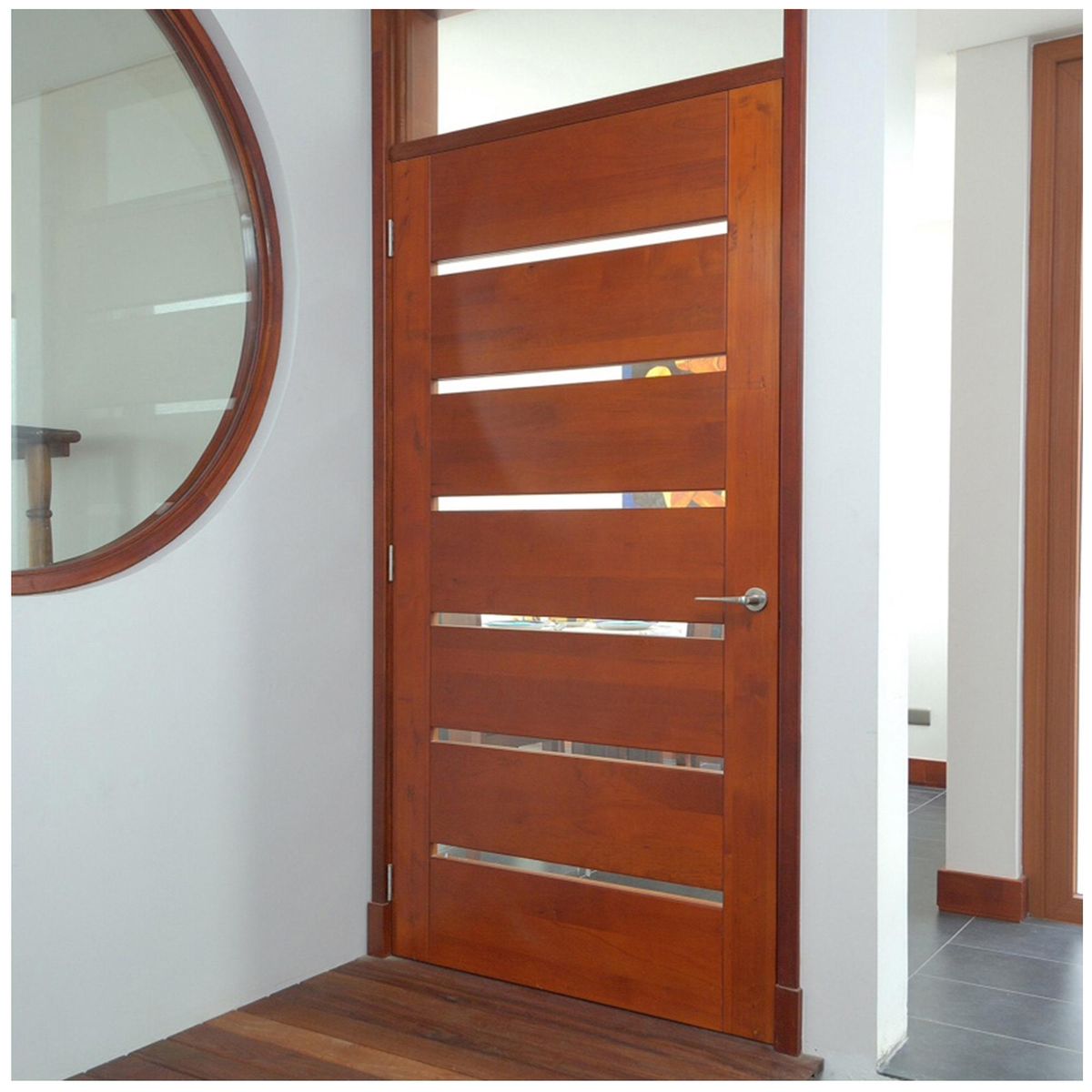 IGNISTERRA - Puerta 6 Paneles con Vidrio Madera de lenga Moderna Piamont Natural