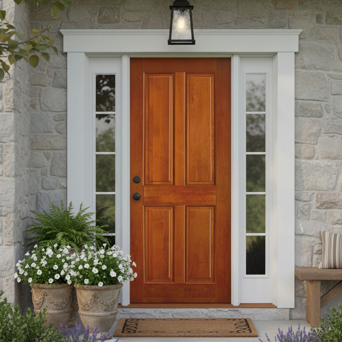 IGNISTERRA - Puerta Exterior Madera de lenga Clásica Oxford Natural