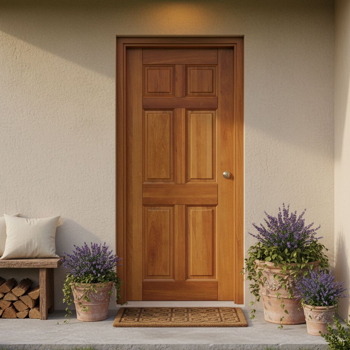 IGNISTERRA - Puerta Exterior Madera de lenga Clásica Boston Natural