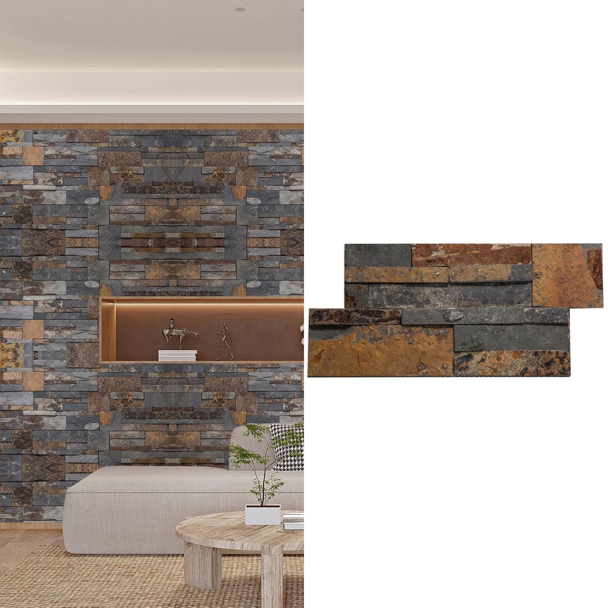 HOLZTEK - Piedra Natural Mosaico 18x35 cm Multicolor 0.5 m2