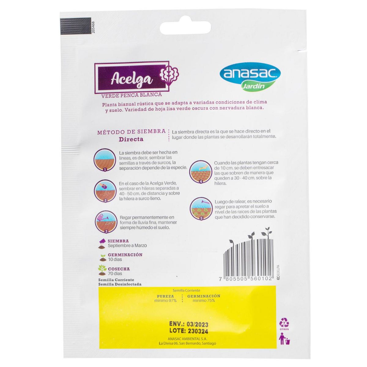 ANASAC - Semilla Acelga 5 gr Sachet