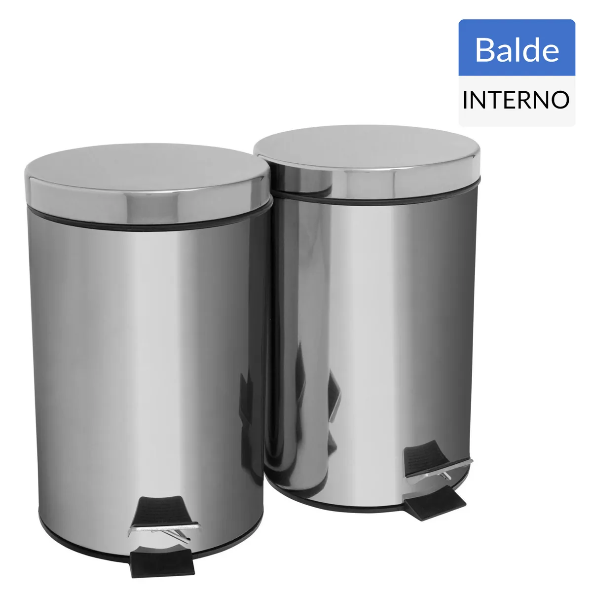 JUST HOME COLLECTION - Set 2 Basureros de Metal 7 l Gris