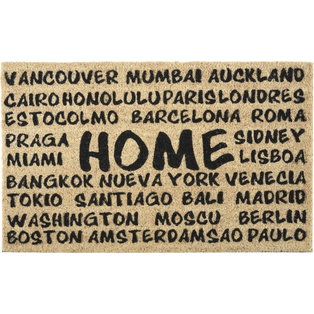 JUST HOME COLLECTION - Limpiapiés Ciudades 45x75 cm PVC Café/negro
