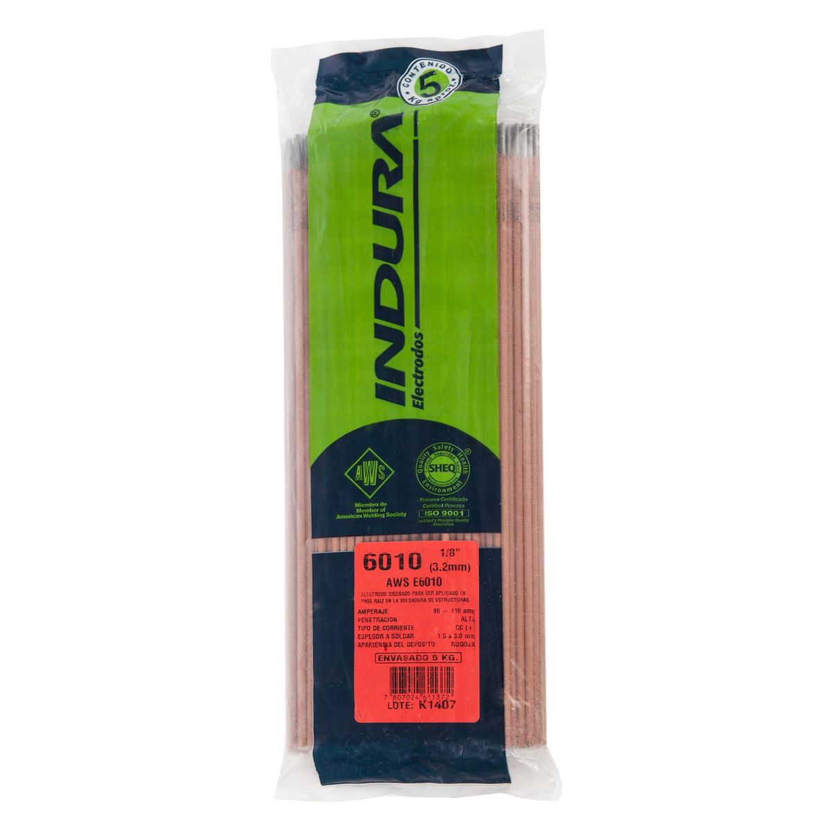 INDURA - Electrodo 6010 punto rojo 1/8" 5 kg