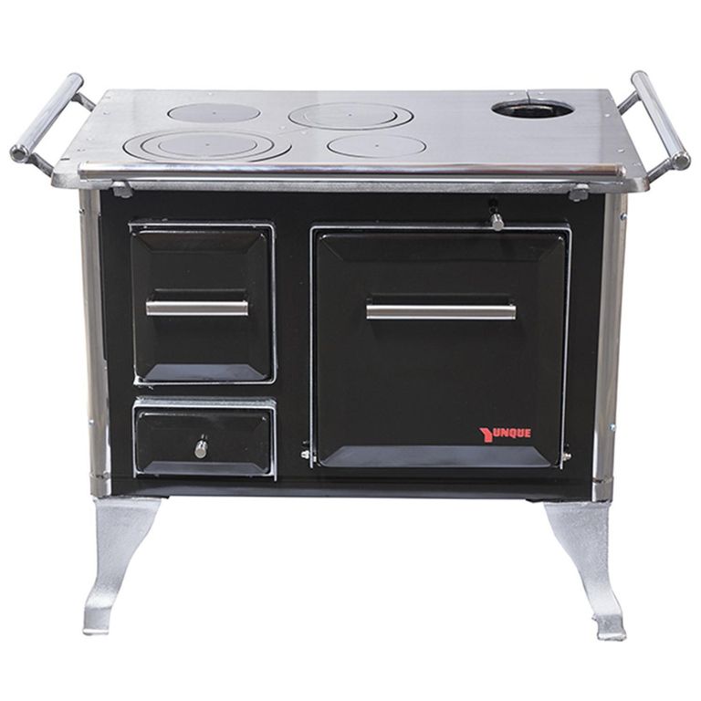 YUNQUE Cocina a Leña 80x56 cm 4 Platos Negro Tradicional