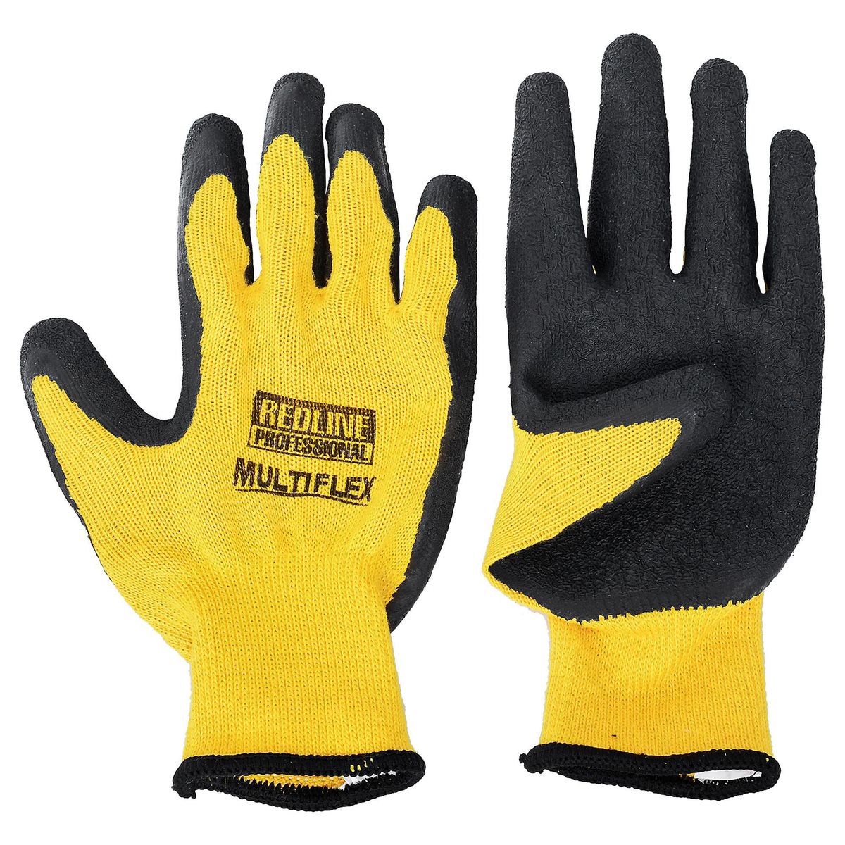 REDLINE - Guantes Pack 6 Pares Multiflex de Látex Talla única Amarillo/Negro