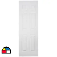 MULTIMARCA - Puerta HDF 6 Paneles prepintada color blanco