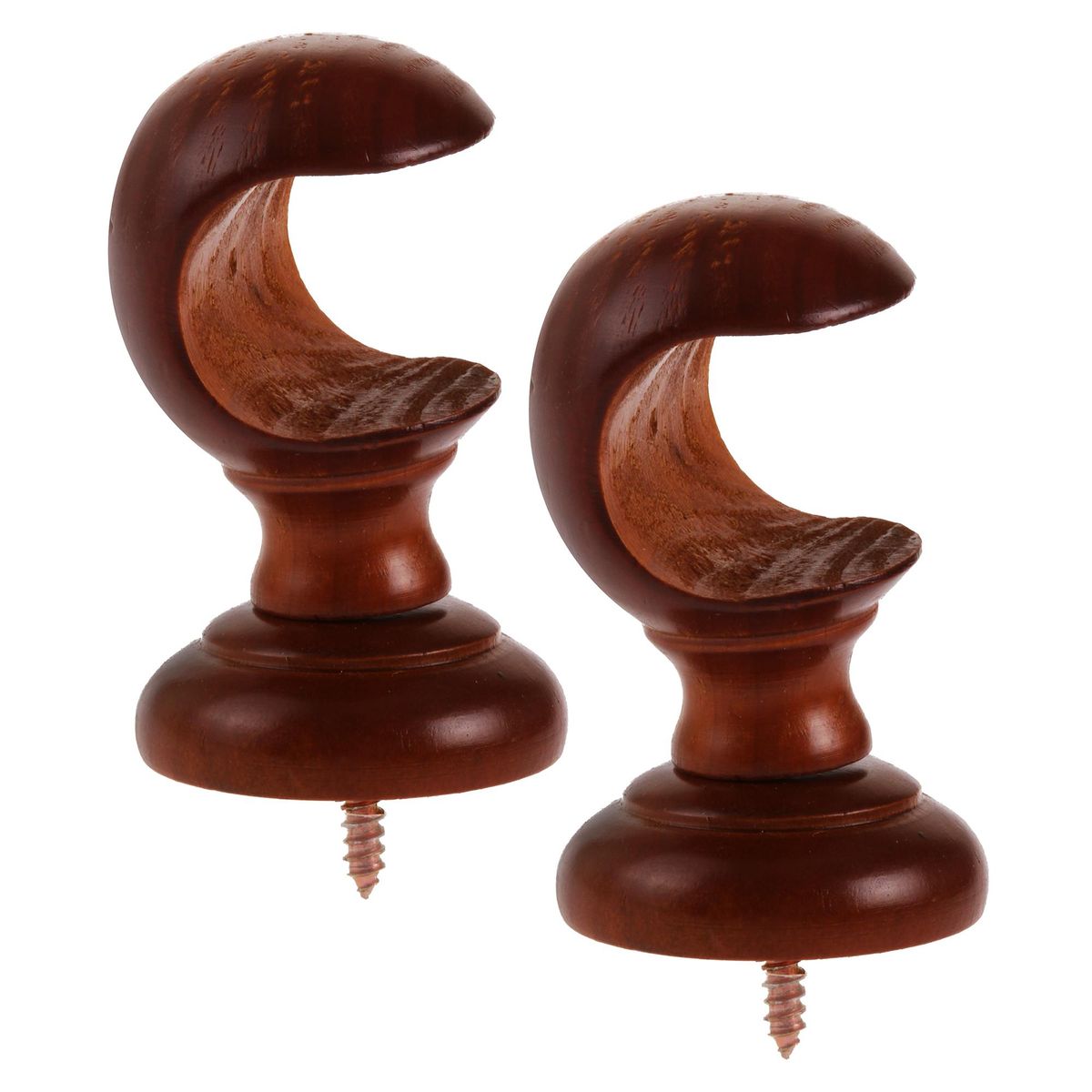 JUST HOME COLLECTION - Set de soportes para barra de cortina 19 mm 2 unidades chocolate