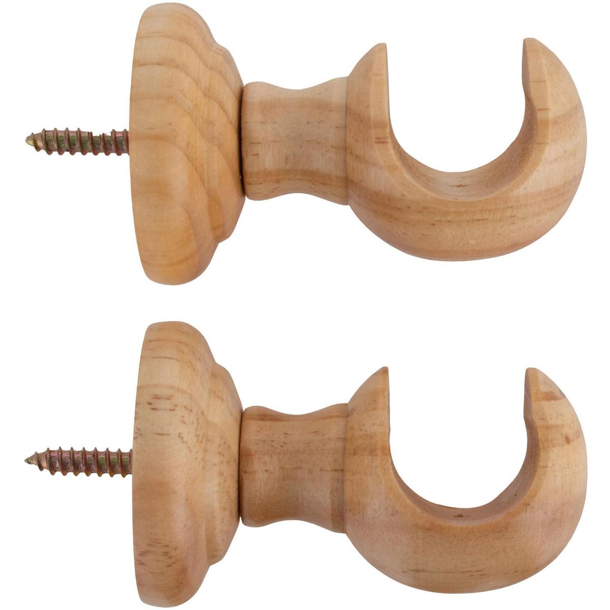 JUST HOME COLLECTION - Set de soportes para barra de cortina 28 mm 2 unidades natural