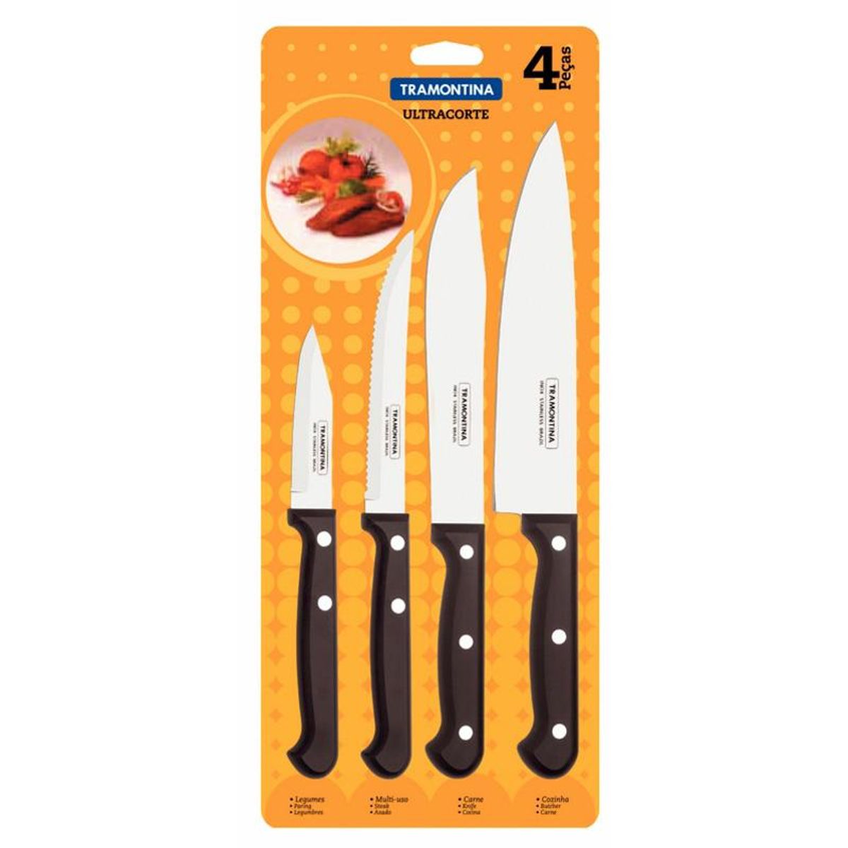 TRAMONTINA - Set de 4 Cuchillos Tramontina Inoxidable Multiuso 20 cm