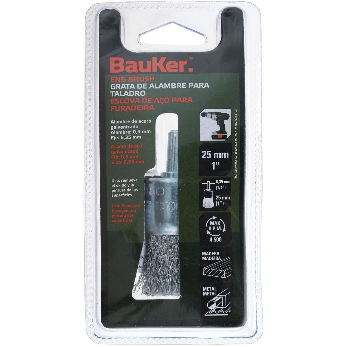 BAUKER - Grata para taladro 25 mm acero