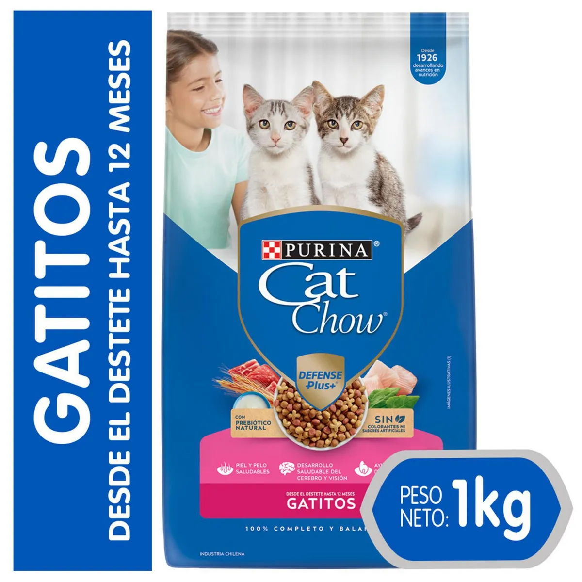 CAT CHOW - Alimento Seco para Gato Cachorro Carne y leche 1 kg