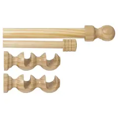 JUST HOME COLLECTION - Set de Barra Cortina Doble 28/19 mm 200 cm Madera Natural