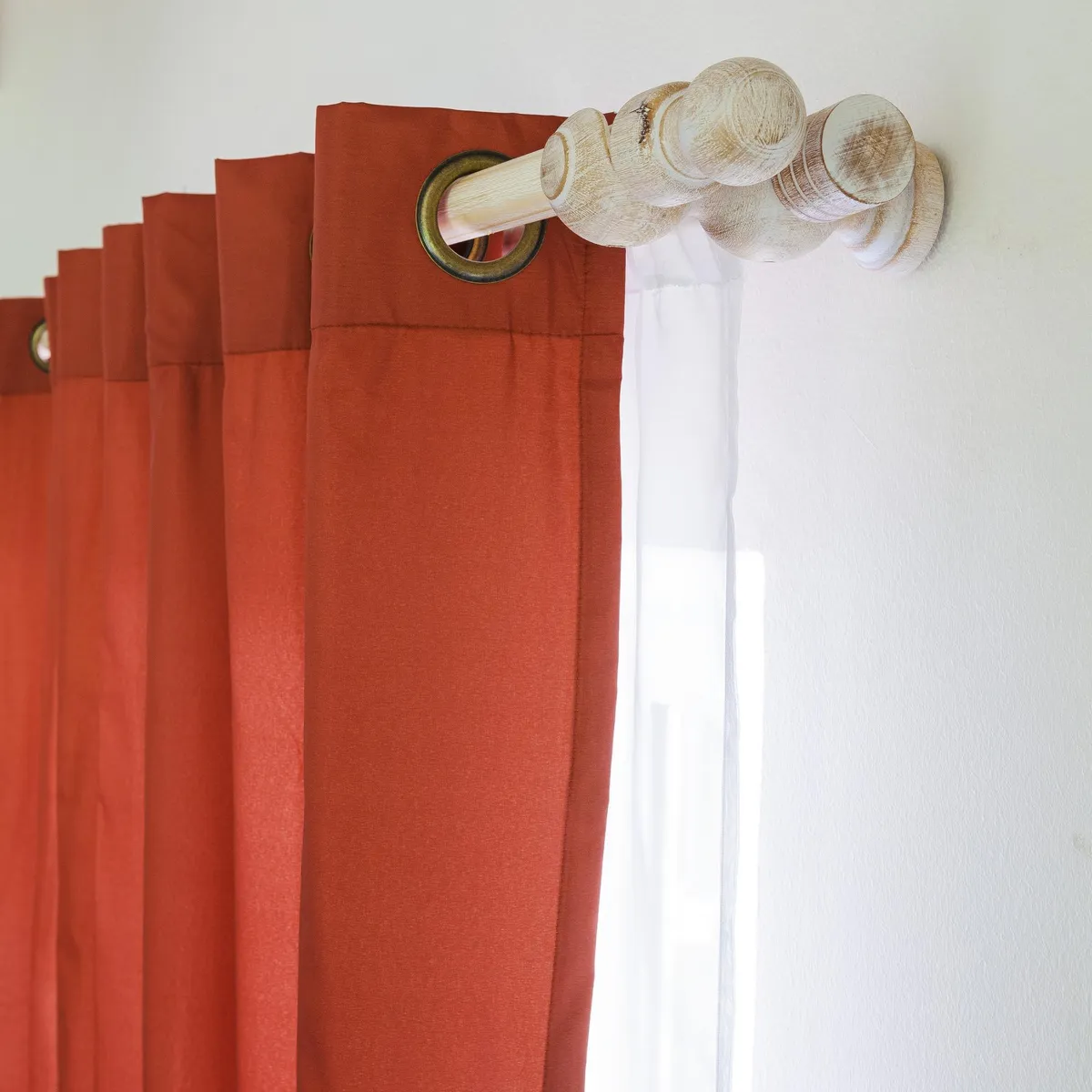 JUST HOME COLLECTION - Set de Barra Cortina Doble 28/19 mm 200 cm Madera Natural