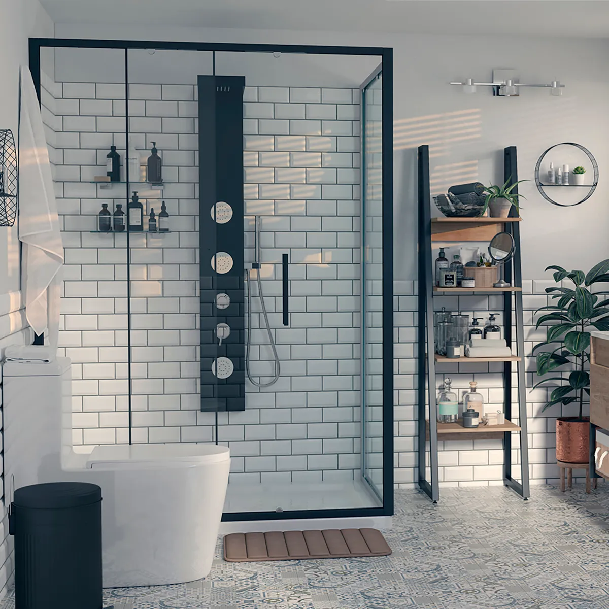 SENSI DACQUA - Columna para ducha 148x20 cm 3 jets negro