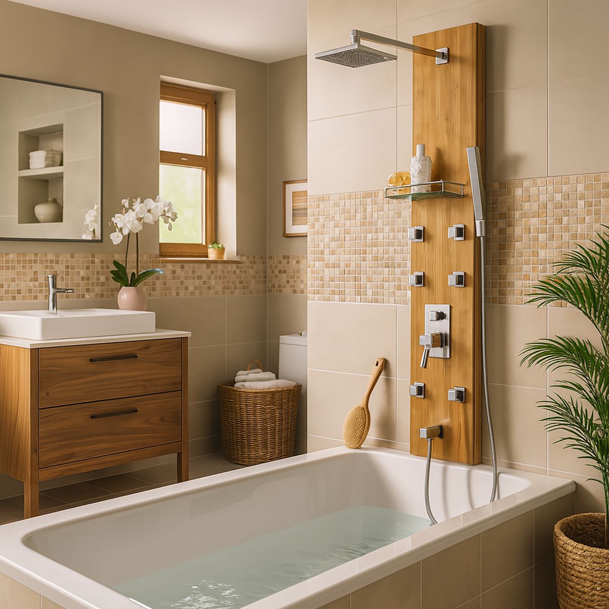 SENSI DACQUA - Columna para ducha 150x25 cm café