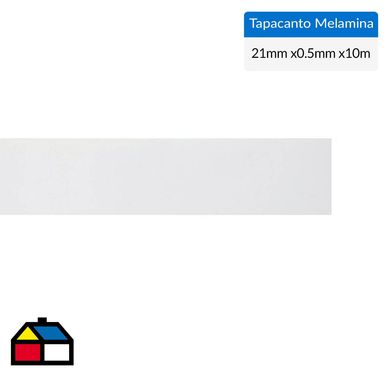 Tapacanto melamina Blanco encolado 21x0,5 mm 10 m