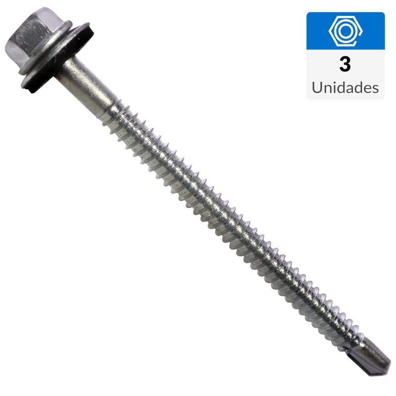 FIXSER - Tornillo Autoperforante Cabeza Hexagonal Metal 3-1/2 " 10 mm 3 Unidades