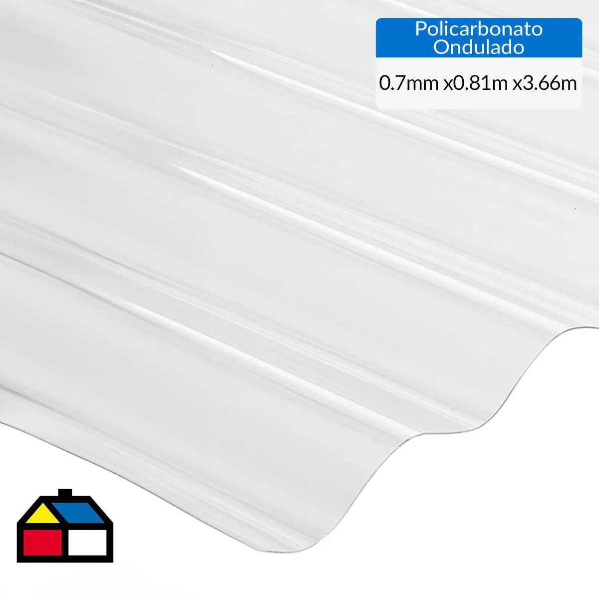 GENERICO - Plancha Policarbonato Ondulada 0.7 mm 81x366 cm Transparente