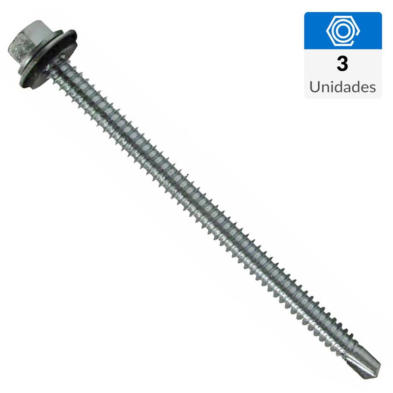 FIXSER - Tornillo Autoperforante Cabeza Hexagonal Metal 4 " 1/4 " 3 Unidades