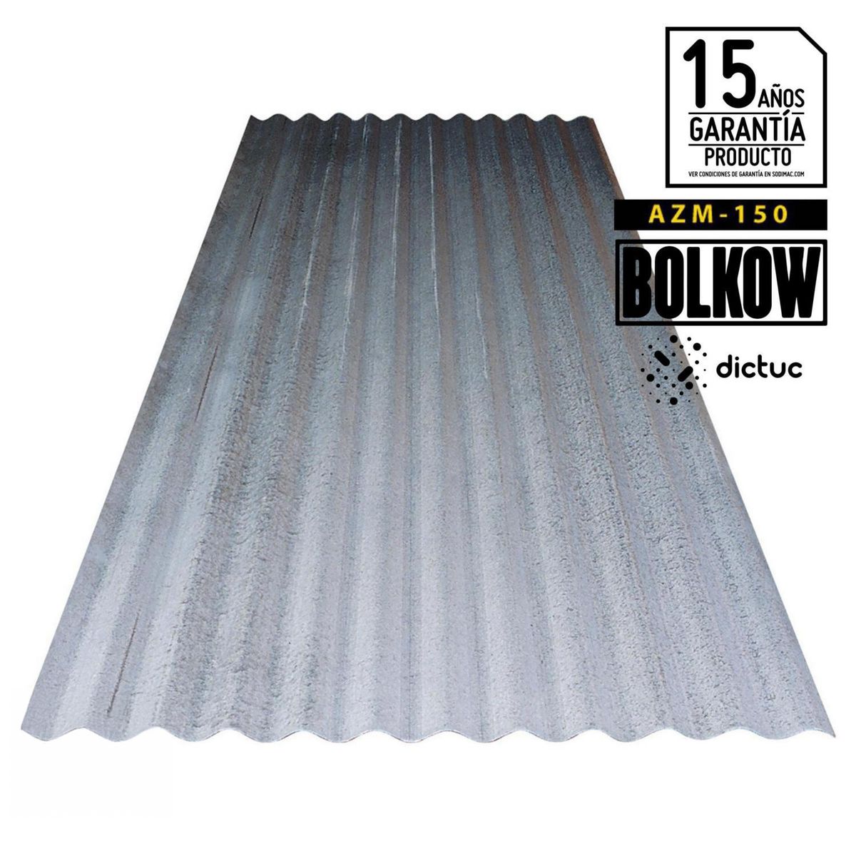 BOLKOW - Plancha Zinc Acanalada 0.5 mm 85.1x300 cm Gris AZM150