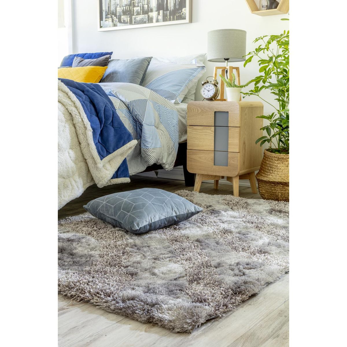 JUST HOME COLLECTION - Alfombra shaggy ondas 120x170 cm gris