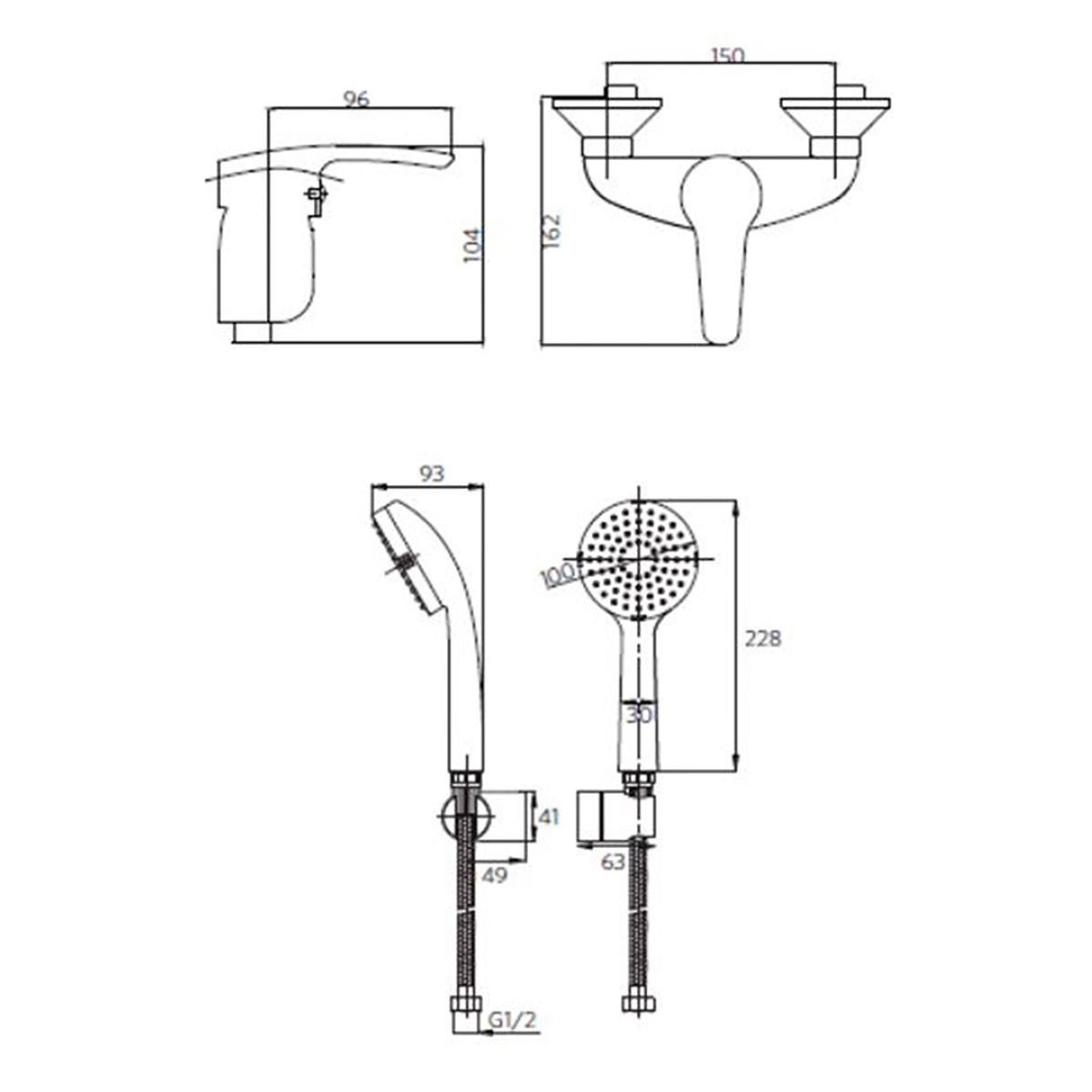 STRETTO - Juego de Ducha Muzio Cromado