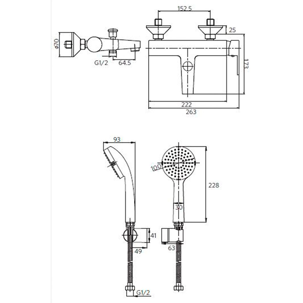 STRETTO - Juego Tina Ducha Sienna Cromado