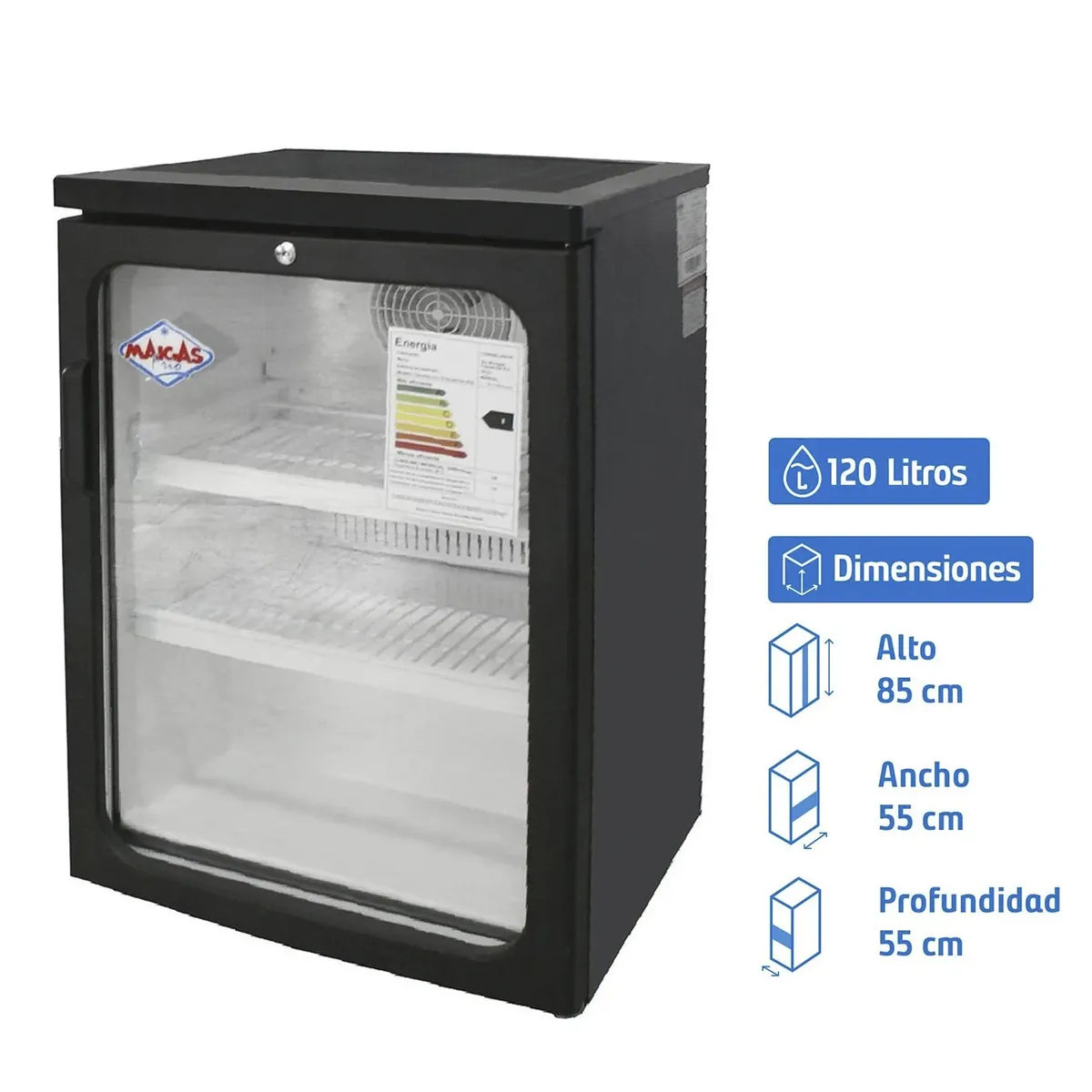MAIGAS - Visi-Cooler 1 puerta 120 litros negro