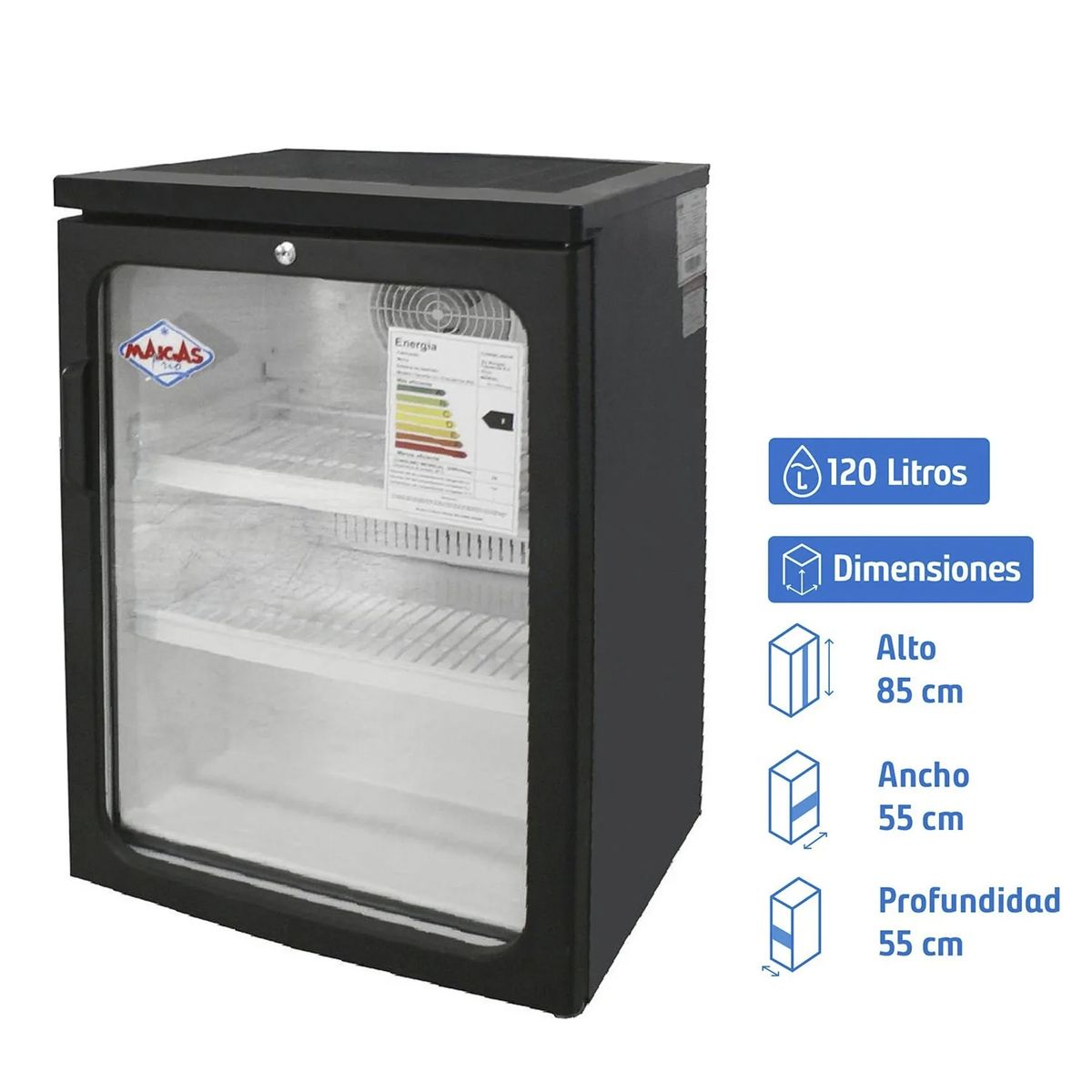 MAIGAS - Visi-Cooler 1 puerta 120 litros negro