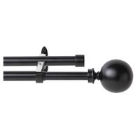Set de Barra Cortina Doble 19/16 mm extensible 112-274 cm Bola Negra