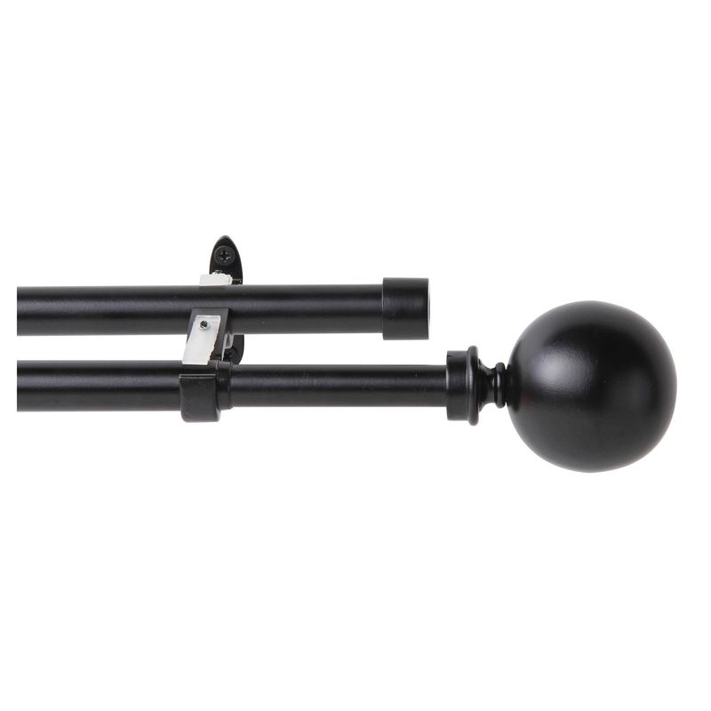JUST HOME COLLECTION - Set de Barra Cortina Doble 19/16 mm extensible 112-274 cm Bola Negra