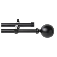 JUST HOME COLLECTION - Set de Barra Cortina Doble 19/16 mm extensible 112-274 cm Bola Negra