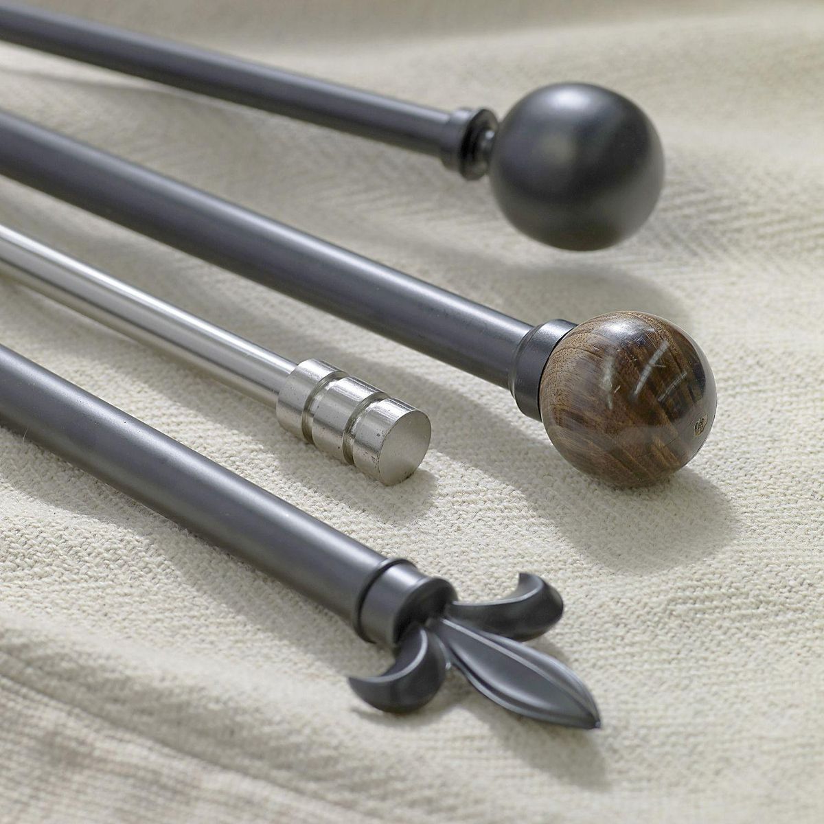 JUST HOME COLLECTION - Set de Barra Cortina Doble 19/16 mm extensible 112-274 cm Bola Negra