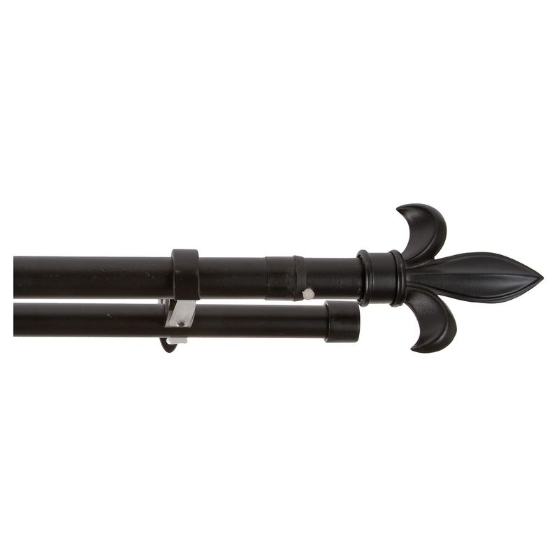 JUST HOME COLLECTION - Set de Barra Cortina Doble 25/22 mm extensible 112-274 cm Negro