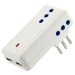 HALUX - Enchufe triple con 2 USB