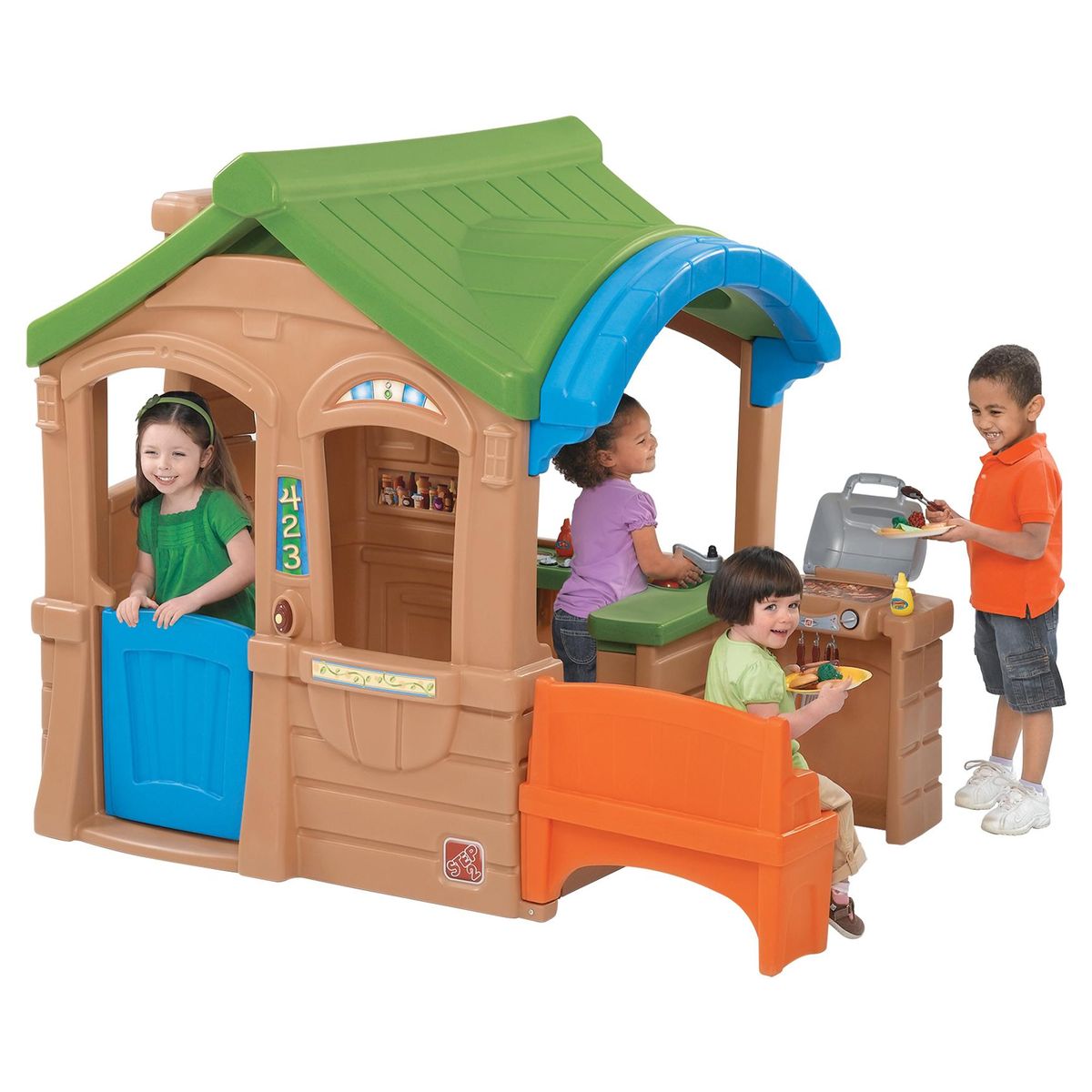 STEP 2 - Casa de Juegos Juntate Parrilla 126x131x150 cm Marron