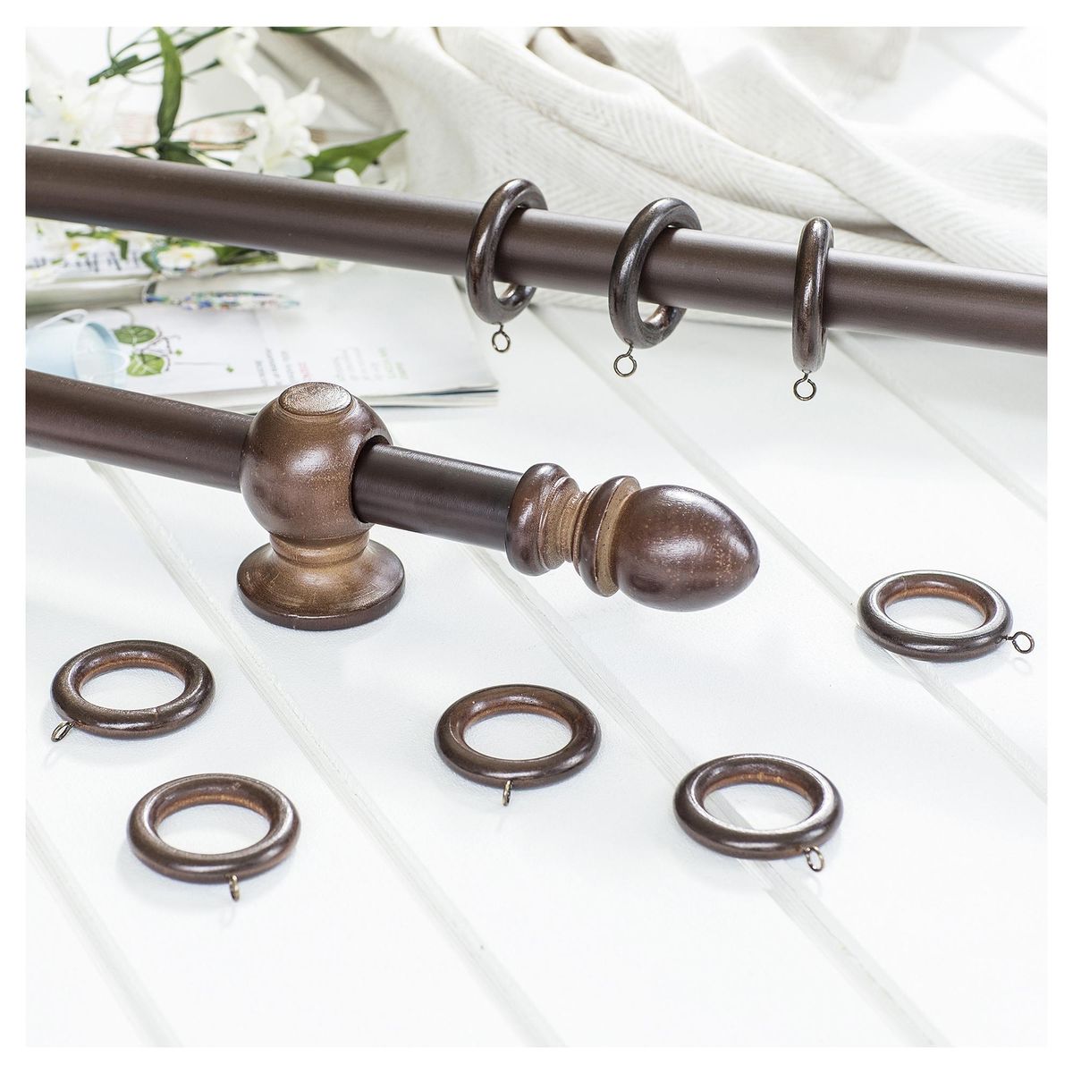 SCHMIDT - Set De Argollas Para Cortina 28 Mm 10 Unidades Nogal