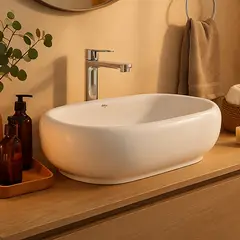 SENSI DACQUA - Lavamanos Forma Ovalada Loza 50x13.5x50 cm