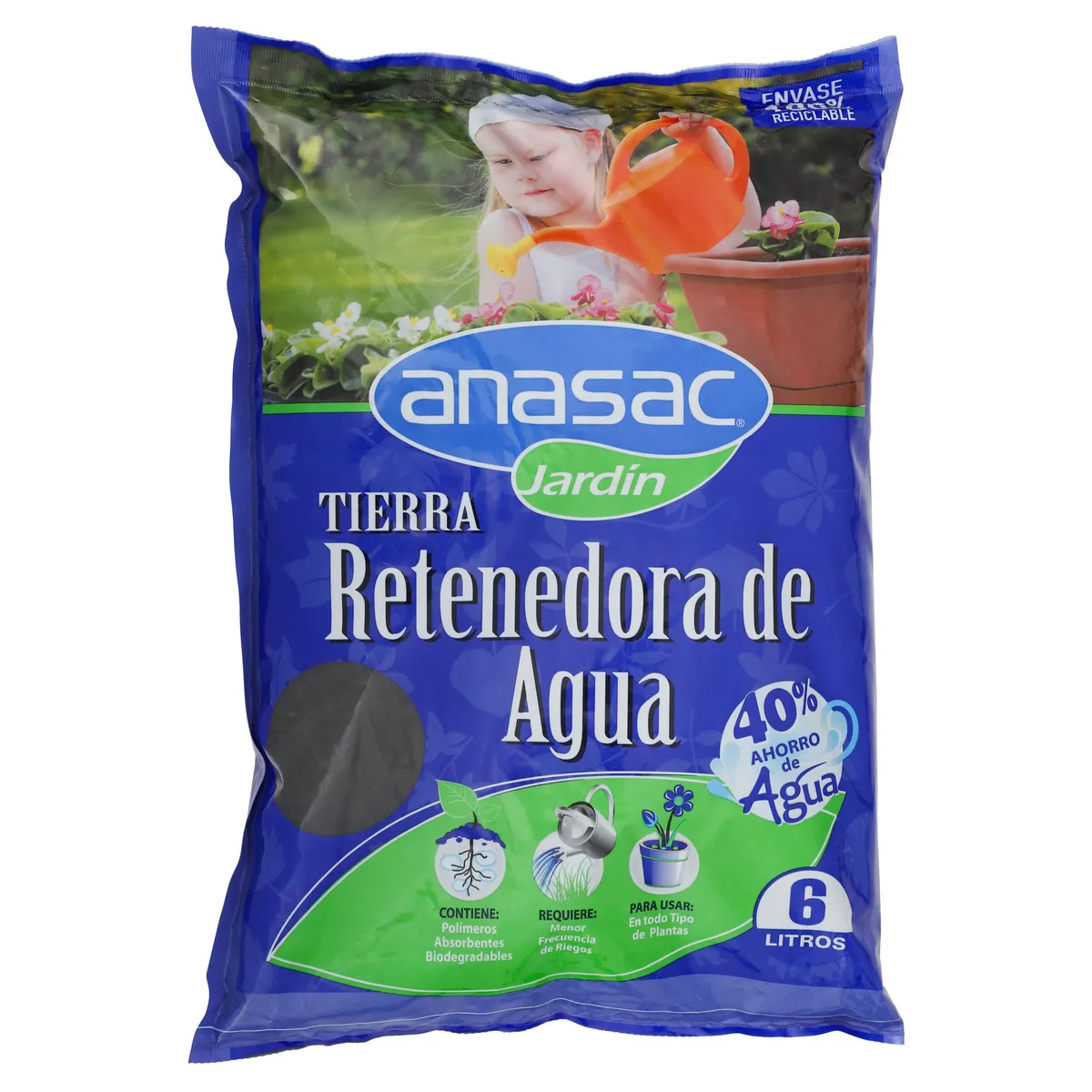 ANASAC - Tierra Retenedora de Agua para Plantas 6 lt