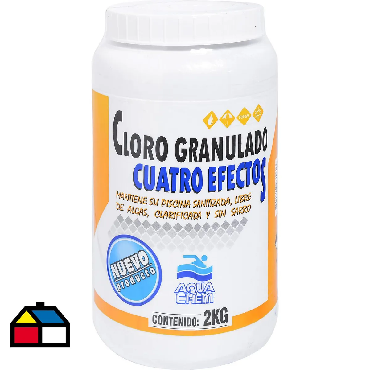 AQUACHEM - Cloro para Piscinas Granulado 2 kg Frasco (plástico/vidrio)