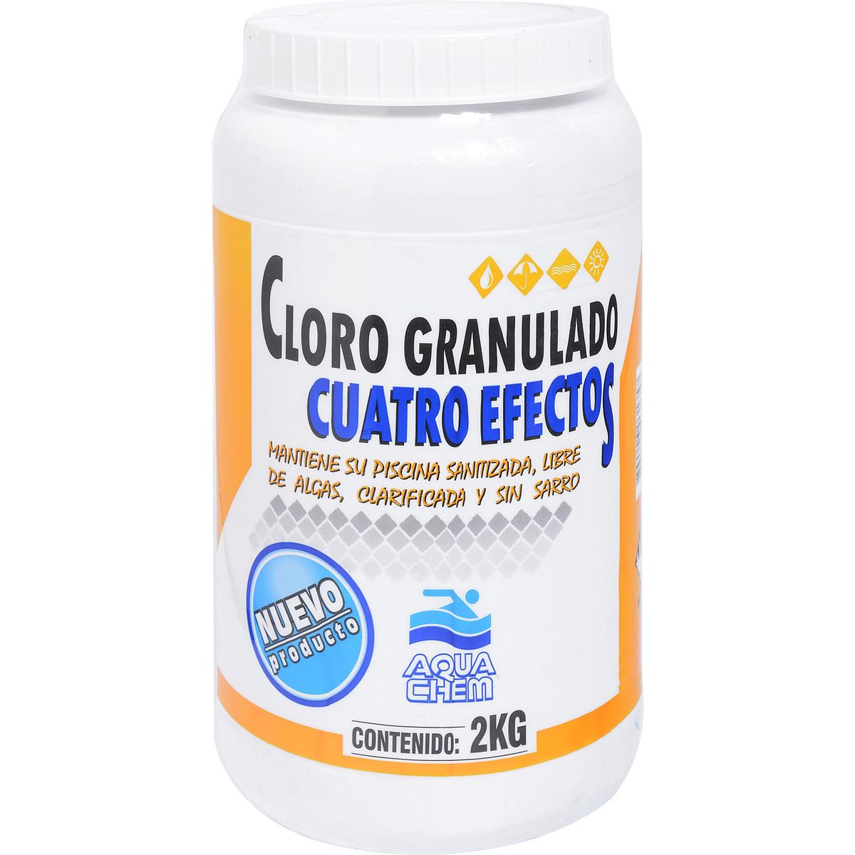 AQUACHEM - Cloro para Piscinas Granulado 2 kg Frasco (plástico/vidrio)